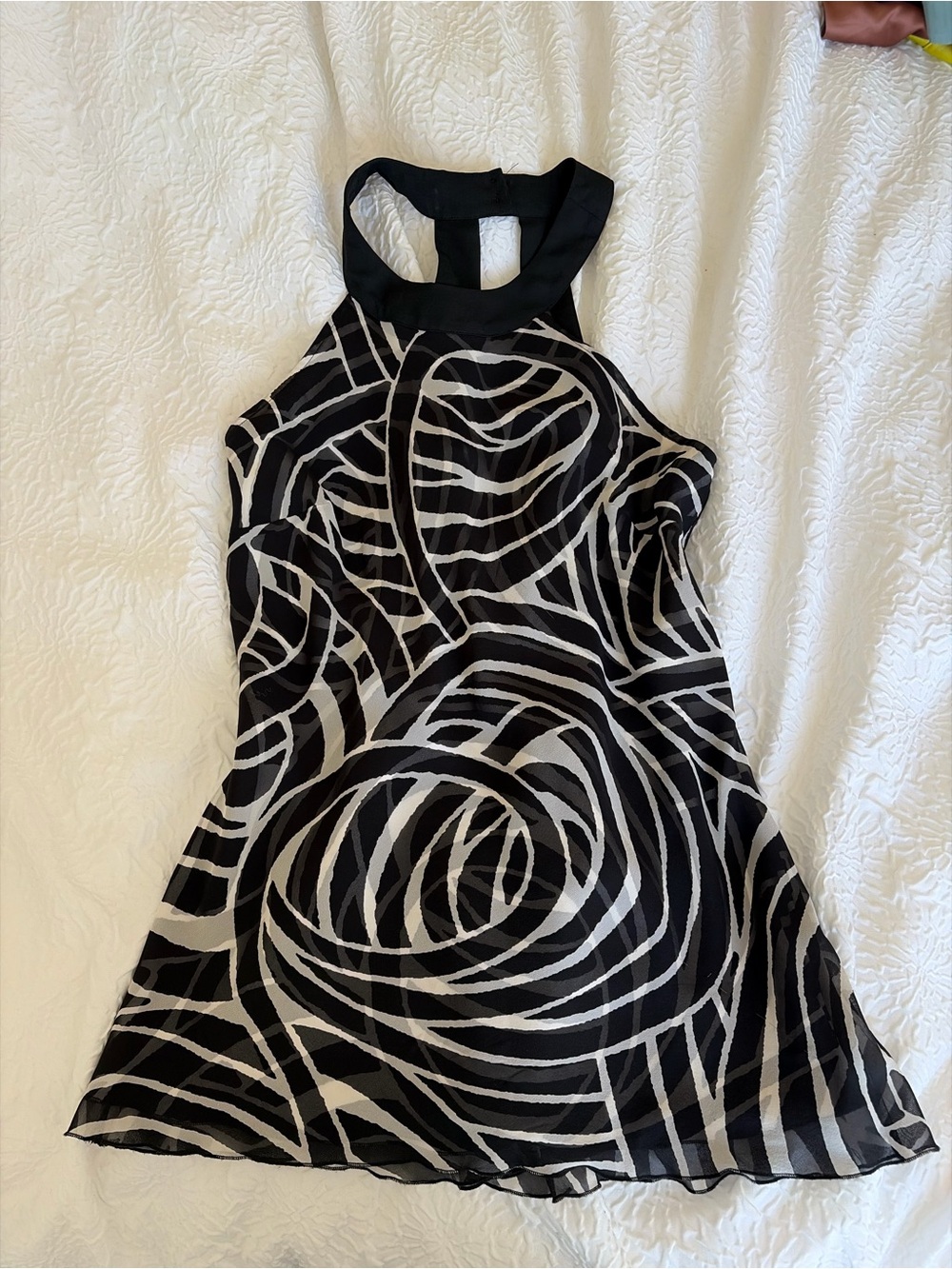 White House Black Market Black and White Halter Mini Dress /top